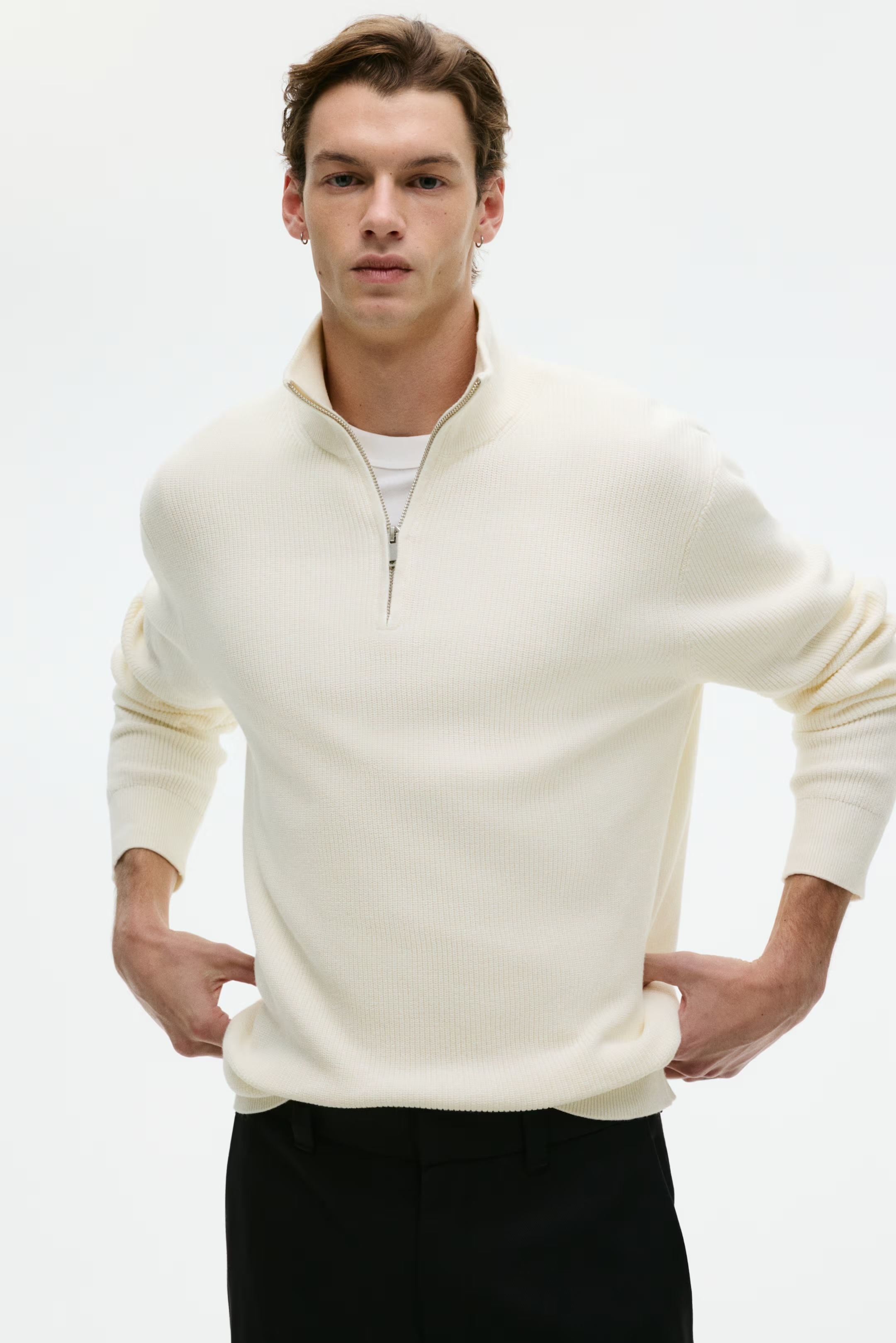 OEM ODM Factory Direct Men’s Half-Zip Striped Knit Sweater