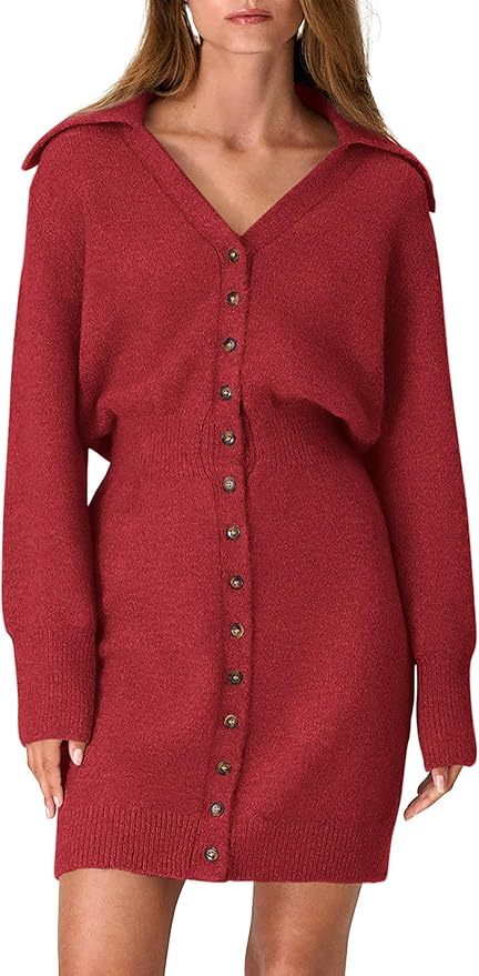 OEM ODM Wholesale Women’s Long Sleeve Button-Down Knit Sweater Dress