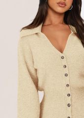 OEM ODM Wholesale Women’s Long Sleeve Button-Down Knit Sweater Dress