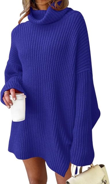 OEM ODM Made-to-order Women’s Oversized Ribbed Turtleneck Sweater Dress