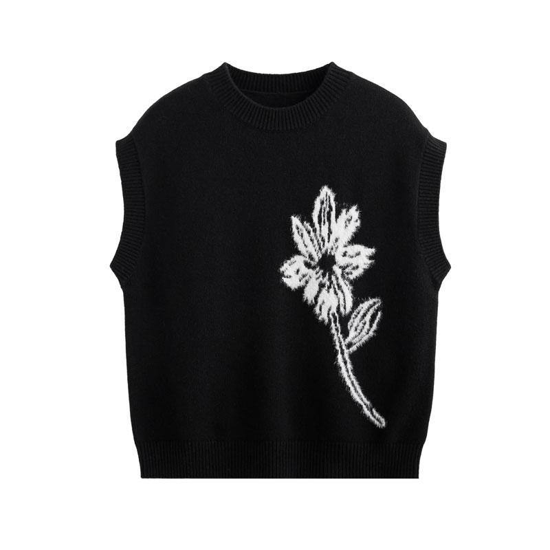 OEM ODM Customized Women’s Floral Pattern Sleeveless Knit Sweater Vest