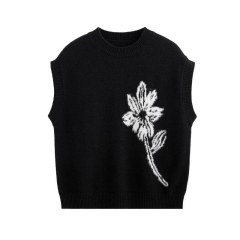 OEM ODM Customized Women’s Floral Pattern Sleeveless Knit Sweater Vest