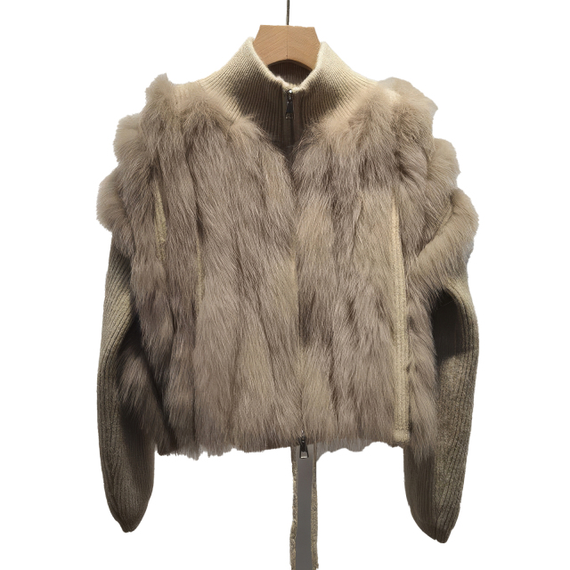 OEM ODM Women’s Luxury Faux Fur Knit Jacket – Zip-Up Short Winter Coat