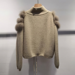 OEM ODM Women’s Luxury Faux Fur Knit Jacket – Zip-Up Short Winter Coat