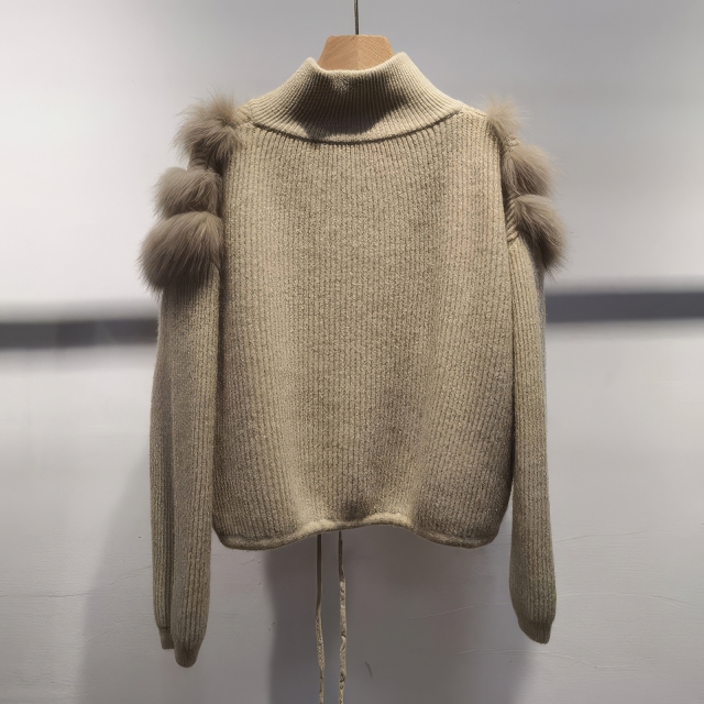 OEM ODM Women’s Luxury Faux Fur Knit Jacket – Zip-Up Short Winter Coat
