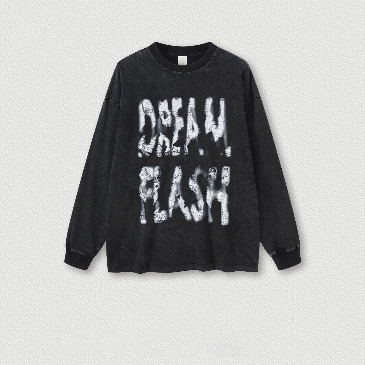 Personalized Heavy Flash Washed Graffiti Print Oversized Long Sleeve T-Shirt
