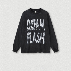 Personalized Heavy Flash Washed Graffiti Print Oversized Long Sleeve T-Shirt