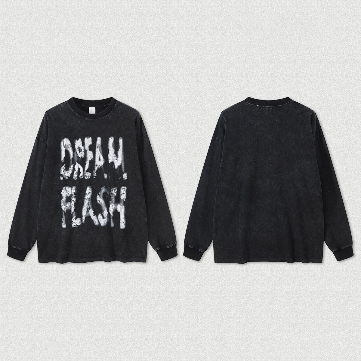 Personalized Heavy Flash Washed Graffiti Print Oversized Long Sleeve T-Shirt