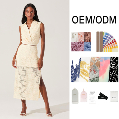 Personalized Ivory Floral Lace Sleeveless Top & Midi Skirt Two-Piece Set