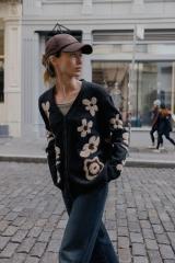 Made-to-order  Women’s Floral Jacquard Knit Cardigan – Casual Button-Up Sweater Jacket