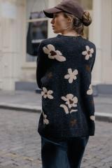 Made-to-order  Women’s Floral Jacquard Knit Cardigan – Casual Button-Up Sweater Jacket