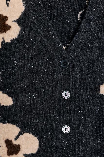 Made-to-order  Women’s Floral Jacquard Knit Cardigan – Casual Button-Up Sweater Jacket