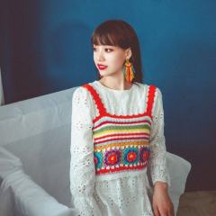 Personalized Women’s Multicolor Crochet Top – Handmade Granny Square Knit Short Sleeve Blouse