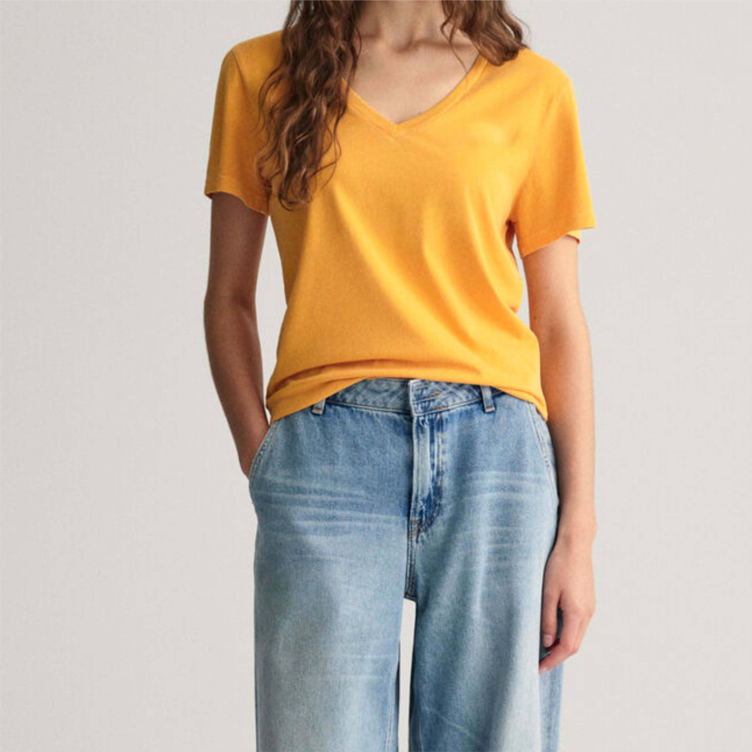 customized Women’s Classic V-Neck Short Sleeve T-Shirt – Soft Solid Color Casual Tee