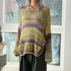 OEM ODM Women’s Oversized Open Knit Sweater – Multicolor Sheer Crochet Long Sleeve Top