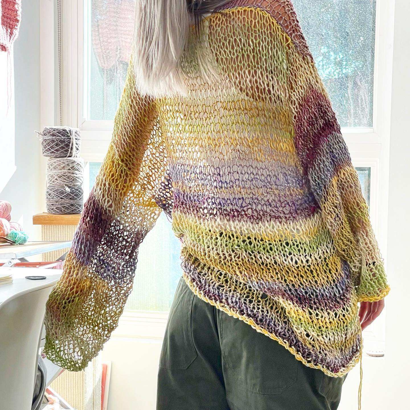 OEM ODM Women’s Oversized Open Knit Sweater – Multicolor Sheer Crochet Long Sleeve Top