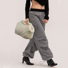 customized Women’s Handwoven Multicolor Knit Tote Bag – Soft Yarn Carryall Handbag