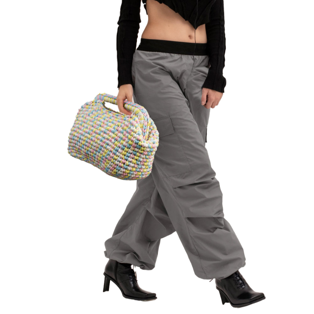 customized Women’s Handwoven Multicolor Knit Tote Bag – Soft Yarn Carryall Handbag