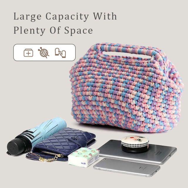 customized Women’s Handwoven Multicolor Knit Tote Bag – Soft Yarn Carryall Handbag