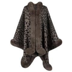 customized Women’s Luxury Leopard Print Faux Fur Trimmed Shawl Coat – Women’s Winter