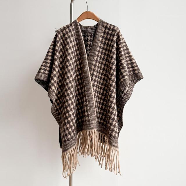 customized Women’s Vintage Horse Pattern Fringed Shawl Cape – Women’s Knit Wrap Poncho