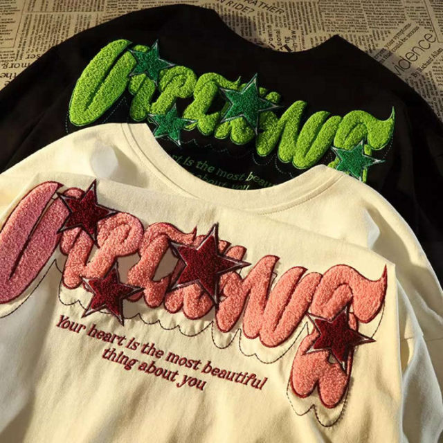 customized Women’s Women’s Embroidered Letter Loose Fit Short Sleeve T-Shirt