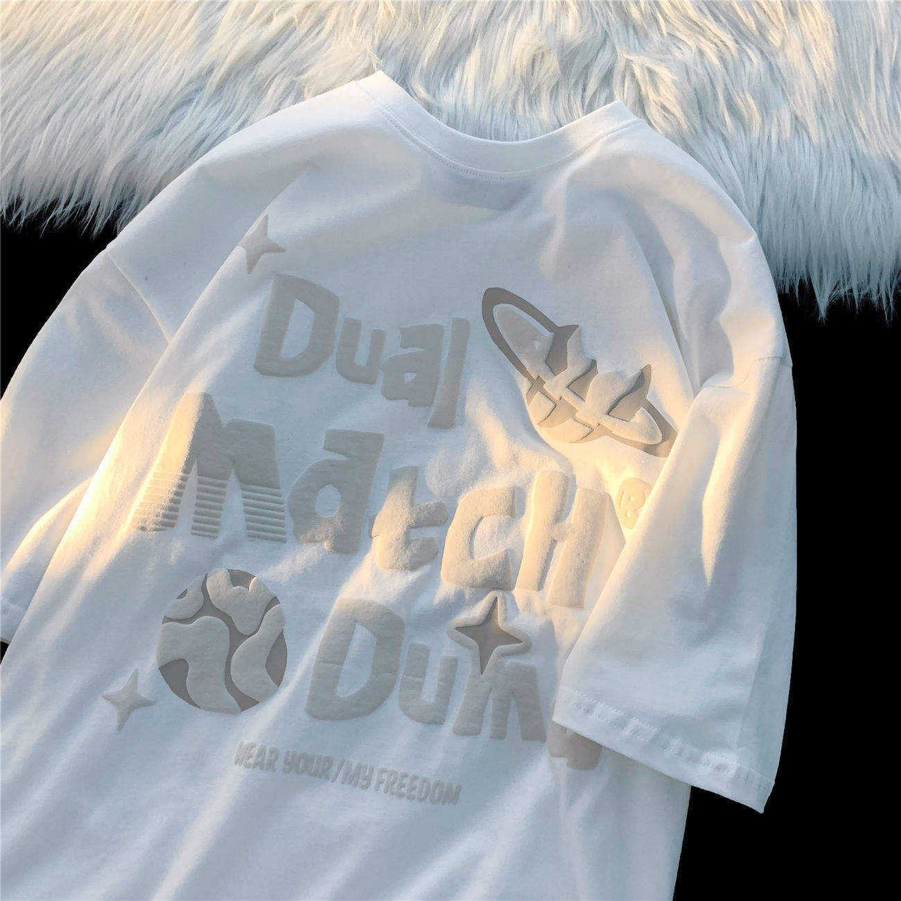 customized Women’s Unisex Oversized Graphic Print Long Sleeve T-Shirt – “Dual Match” Design
