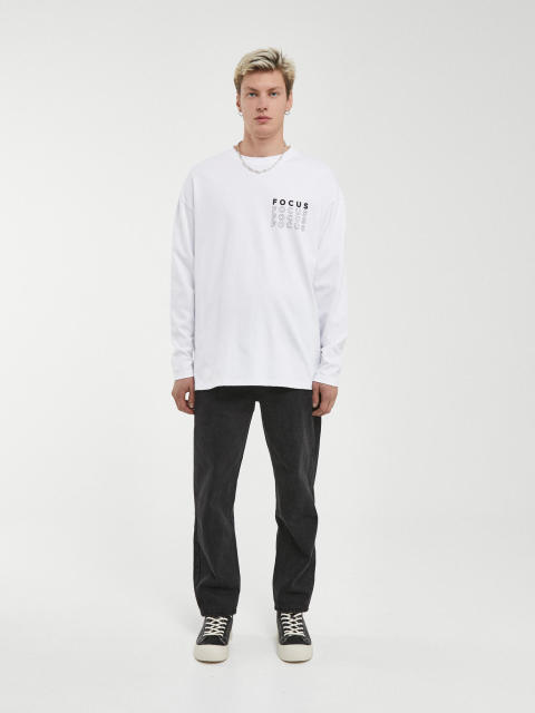 OEM ODM FOCUS Minimalist Long Sleeve T-Shirt – Unisex Casual Cotton Graphic Tee