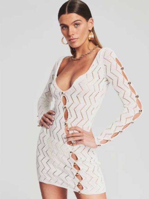 OEM ODM Women’s Long Sleeve Cutout Knit Mini Dress – Deep V-Neck Bodycon Party Dress