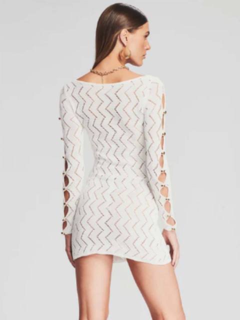 OEM ODM Women’s Long Sleeve Cutout Knit Mini Dress – Deep V-Neck Bodycon Party Dress