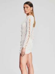OEM ODM Women’s Long Sleeve Cutout Knit Mini Dress – Deep V-Neck Bodycon Party Dress