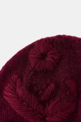 Personalized Embroidered Floral Knit Beanie Hat – Burgundy Winter Beanie