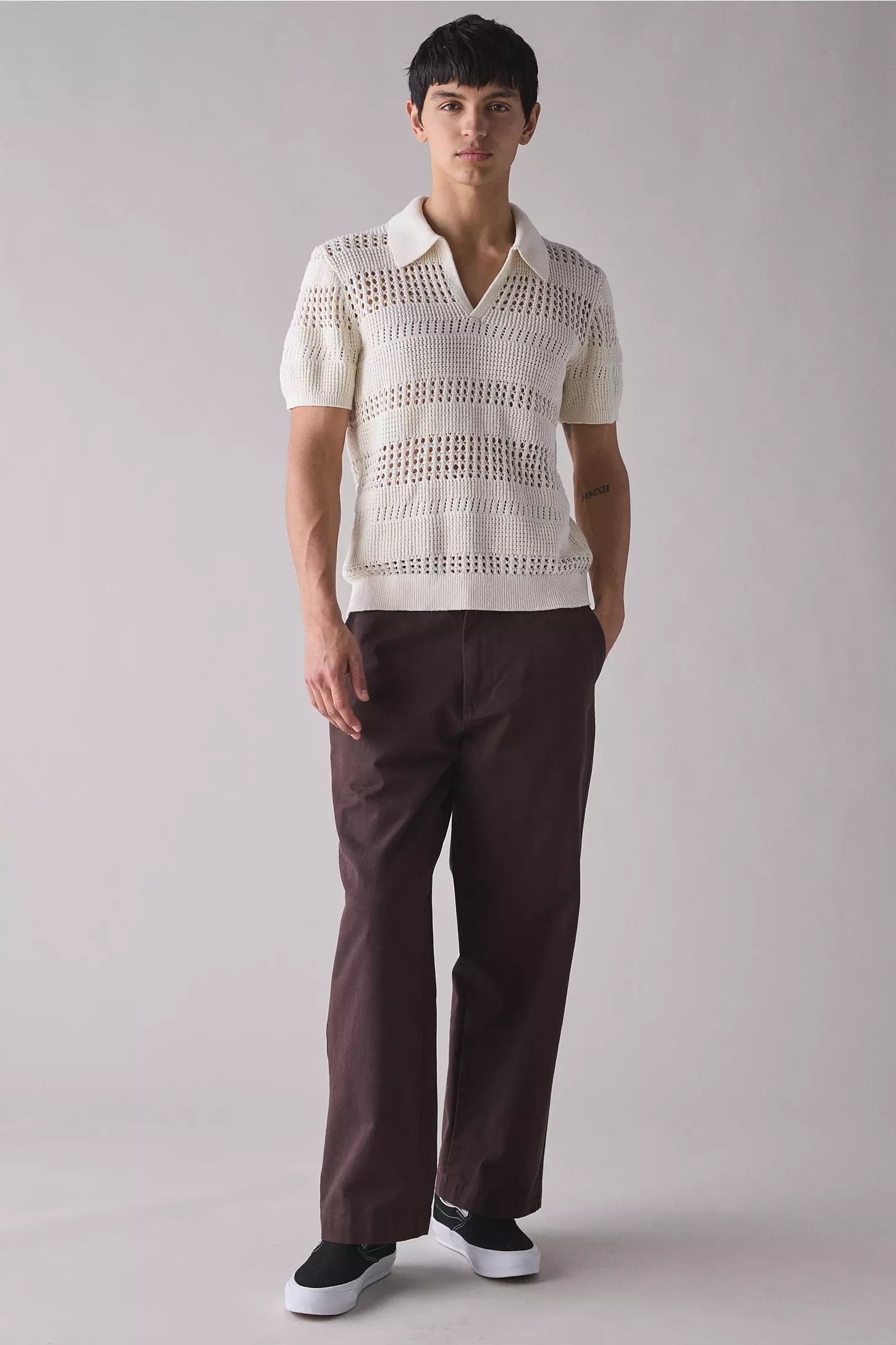Personalized Openwork Knit Polo Shirt – Breathable Short Sleeve Summer Top
