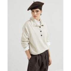 OEM ODM Minimalist Knit Polo Sweater – Long Sleeve Button-Up Pullover