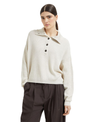 OEM ODM Minimalist Knit Polo Sweater – Long Sleeve Button-Up Pullover