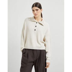 OEM ODM Minimalist Knit Polo Sweater – Long Sleeve Button-Up Pullover