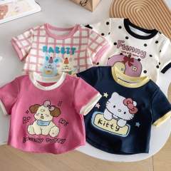 customized Women’s Men’s Girls’ Cute Cartoon Cat Short Sleeve T-Shirt and Pants Set