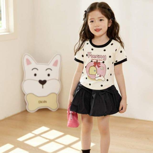 customized Women’s Men’s Girls’ Cute Cartoon Cat Short Sleeve T-Shirt and Pants Set