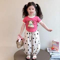 customized Women’s Men’s Girls’ Cute Cartoon Cat Short Sleeve T-Shirt and Pants Set