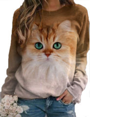 customized Women’s Men’s Women’s Cute Cat Face Print Long Sleeve Sweatshirt