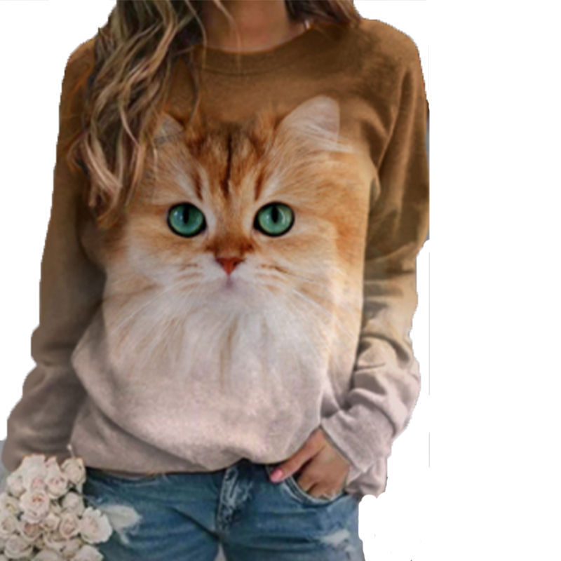 customized Women’s Men’s Women’s Cute Cat Face Print Long Sleeve Sweatshirt