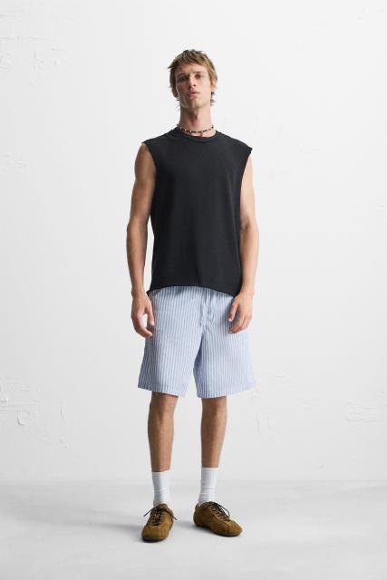 OEM ODM  Men’s Black Sleeveless Crew Neck T-Shirt