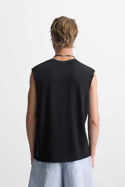 OEM ODM  Men’s Black Sleeveless Crew Neck T-Shirt