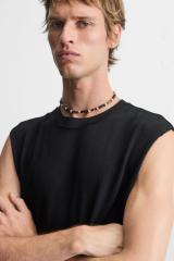 OEM ODM  Men’s Black Sleeveless Crew Neck T-Shirt