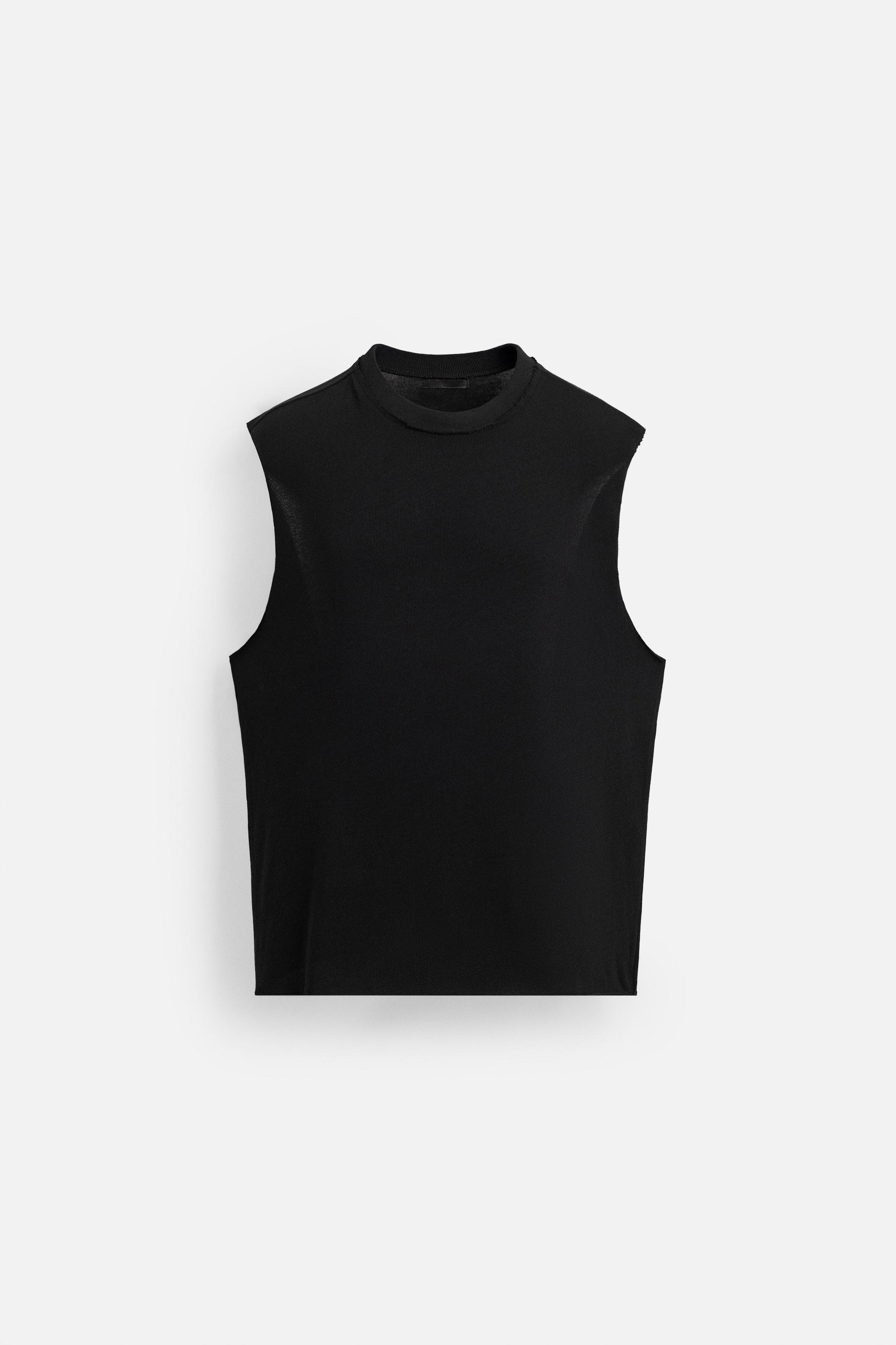 OEM ODM  Men’s Black Sleeveless Crew Neck T-Shirt