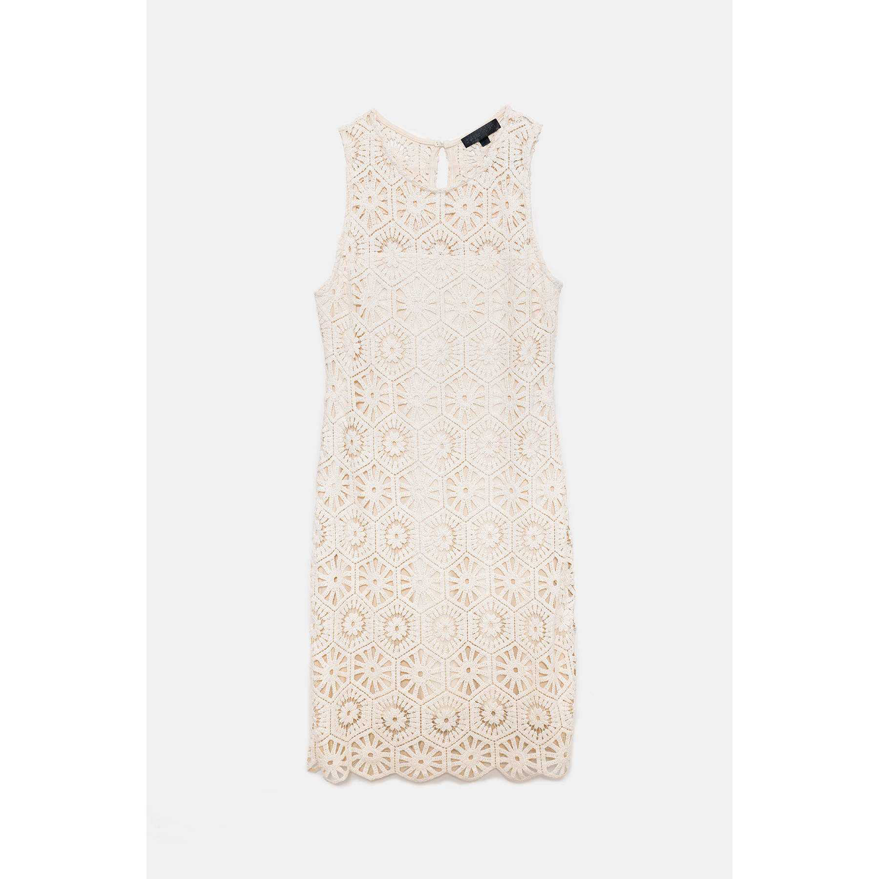 customizedElegant White Crochet Lace Sleeveless Mini Dress for Women