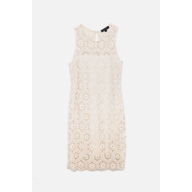customizedElegant White Crochet Lace Sleeveless Mini Dress for Women