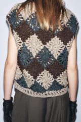 Wholesale Vintage Diamond Pattern Crochet Knit Sleeveless Top for Women