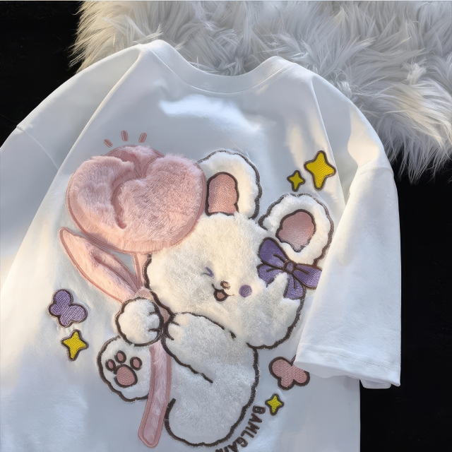 customized Women’s Men’s Cute Bunny Balloon Kids Sweatshirt – Soft Plush Cartoon Long Sleeve Top