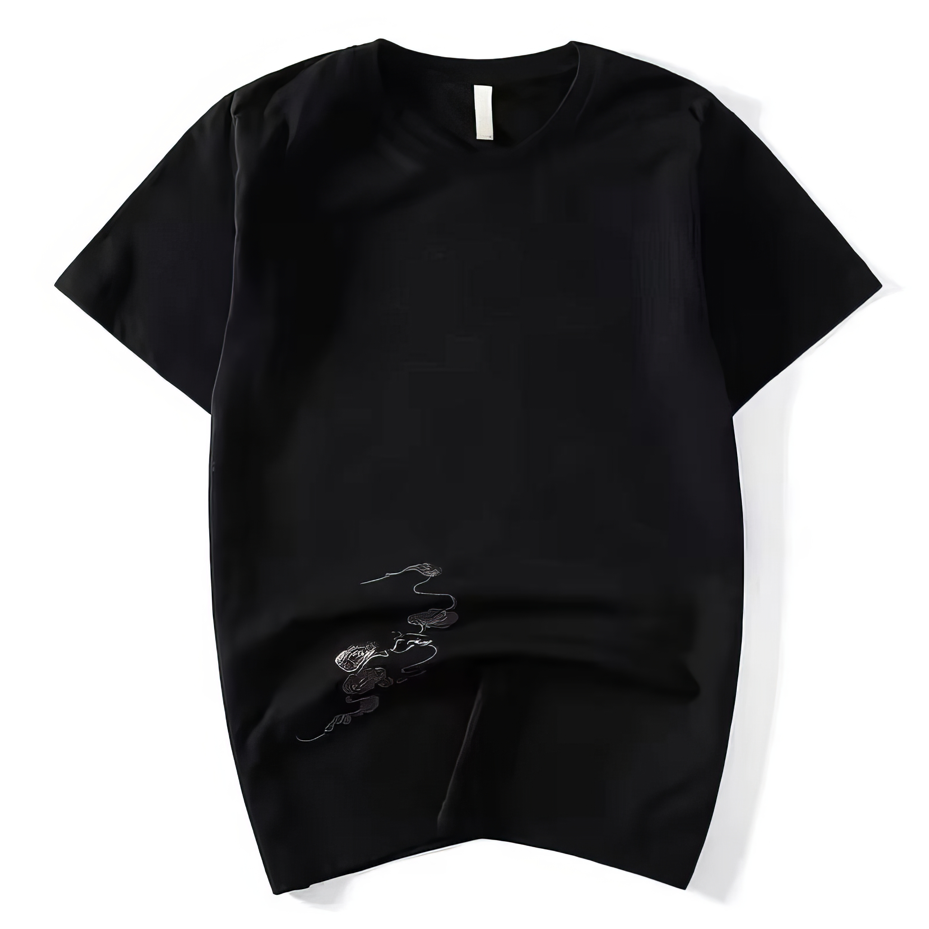 customized Women’s Black Qilin Embroidered T-Shirt – Chinese Mythical Beast Short Sleeve Tee